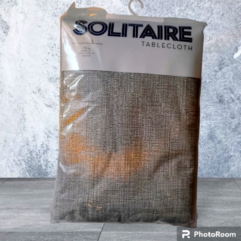 Solitaire Tablecloth Oblong Vinyl With Polyester Backing Gray